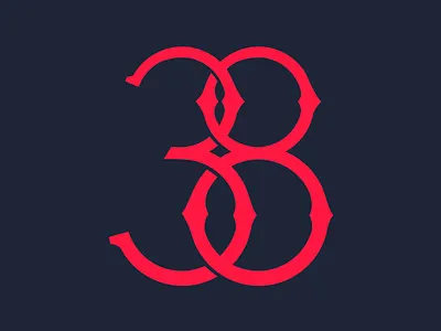 Thirty Eight design eight lettering numbers three