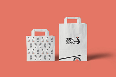 Sushi restaurant paper bags branding icon identity logo logodesign packaging paperbag sushi