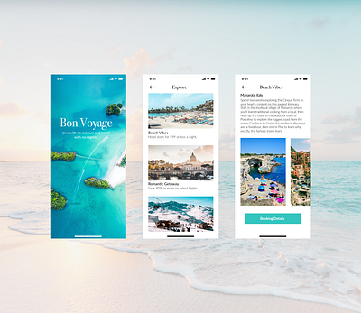 Bon Voyage beach dailyui dailyuichallenge design iphone x italy mobile design travel ui ui design