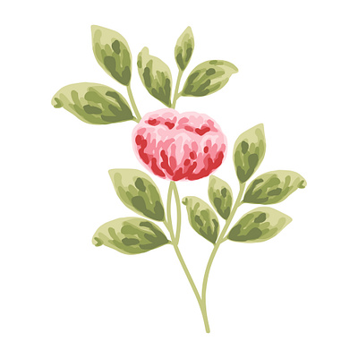 Red Peony Flower and Green Leafs botanical design digital art digital artwork digital drawing drawing element floral flower flower illustration greenery growth hand drawn illustration natural nature peony plant plants