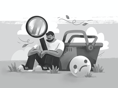 Search Not Found Illustration 404 character connection error ecommerce emoji emotion empty empty state error state fail fail load gloomy illustration landing page not found sad search searching shop unavailable