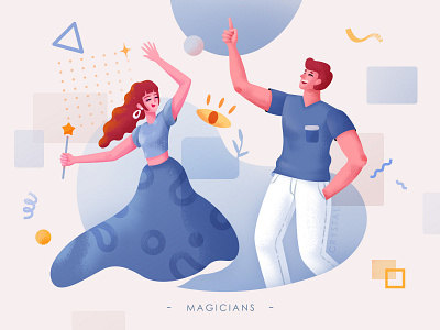 Magicians blue boy design eye girl graphic happy illustration magic magician man