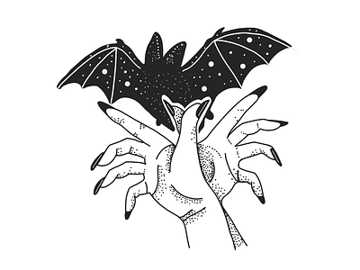 Shadow Puppet Bat animal art bat black and white drawing graphic design hands illustration line art logo shadow puppet tattoo