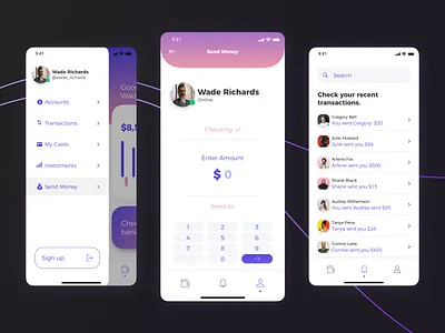 Transfer app design bank app color design finance app financial fintech iphone simple simple design ui user experience user interface ux