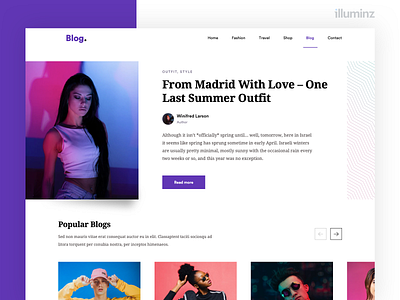 Bloggers Website Concept blog blog design clean concept creative design fashion flat landing minimal travel typography ui uiux user inteface ux web website