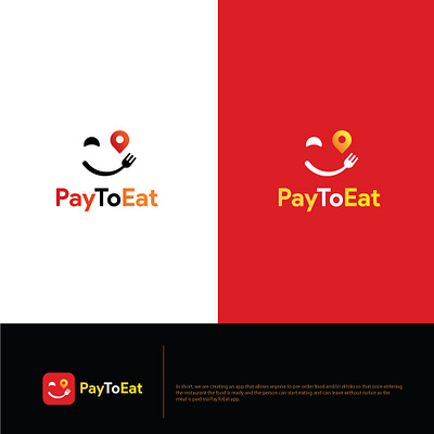 PayToEat App Logo eat food fork geolocation location logo pay restaurant smile