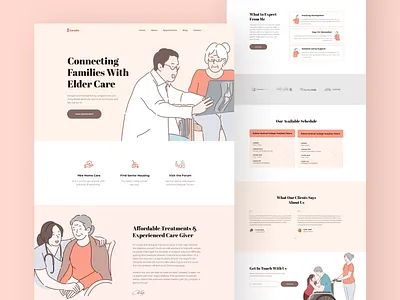 CareGiv - A Care Giver Website branding caregiver clean clinic design doctor flat health icon illustration logo medical minimal trend 2020 typography ui ux vector web website