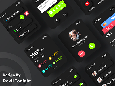 watch OS Dark mode app concept design design designer flat illustration logo ui ux