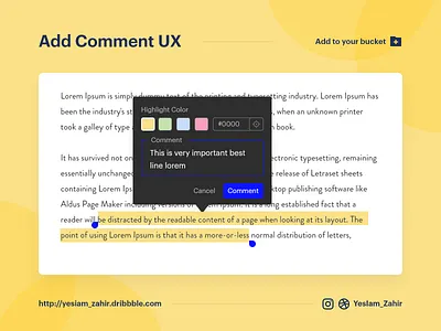 Add Comment UX add comment admin panel blog design clean clean ui color palette comment creative document highlight minimal neomorphism popup trend ui design ux ux design