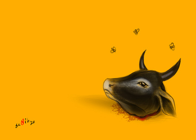 Jasmine art blood cartoon character concept conceptual cow creative design digital digital art head horn painting photoshop