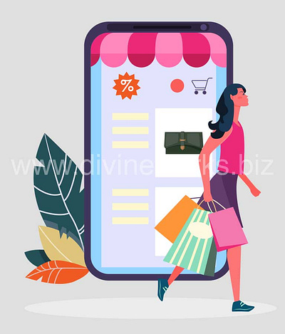 Online Mobile Shopping Vector adobe illustrator graphic design illustration mobile shopping vector online mobile shopping vector vector art vector graphic