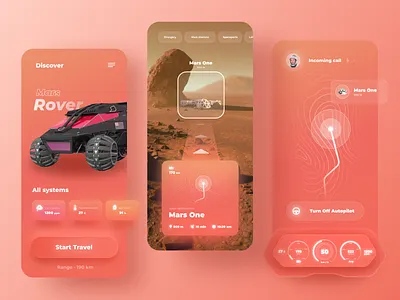 Mars Rover AR Navigator App app ar app concept interface layout mars minimalism navigator neomorphism simple ui ux