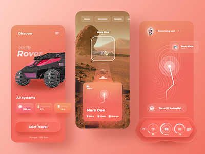 Mars Rover AR Navigator App app ar app concept interface layout mars minimalism navigator neomorphism simple ui ux