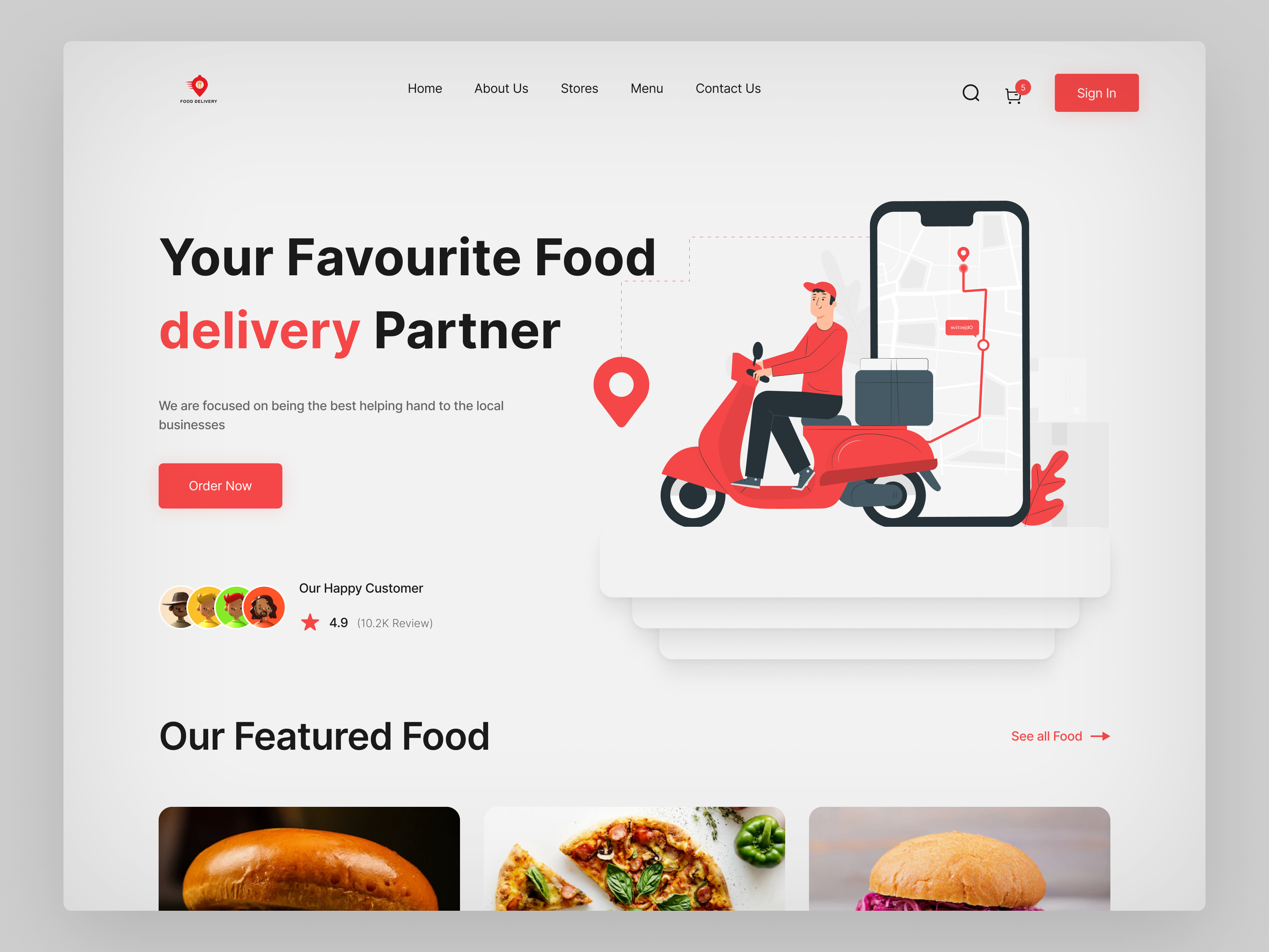 Example of Food Delivery Website UI UX Design