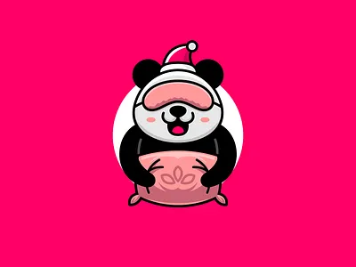 Sleeping Panda animal animals character cute illustration logo mascot panda panda logo pink sleep vector vector illustration