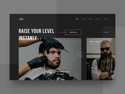 Barbershop available barber barbershop clean clean ui dark elegant gentle inspiration interface design landing page man modern popular salon simple ui ux web design website