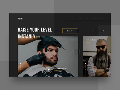 Barbershop available barber barbershop clean clean ui dark elegant gentle inspiration interface design landing page man modern popular salon simple ui ux web design website