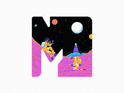 M art design illustration mars moon typography