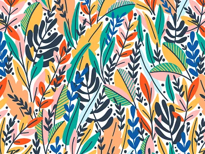 Leaves pattern bloom exotic floral flower leaf leaves pattern rainforest seamless spring summer vector