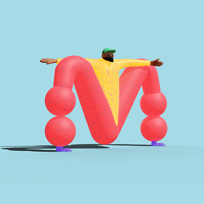 Letter M for 36daysOfType - marathoner 3d 3d illustration b2c c4d campaign campaign design character digital marketing rendering