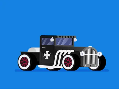 Vector flat hot rod car flat hotrod illustration old race vector