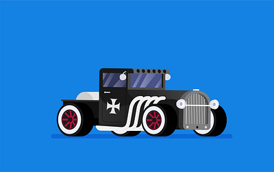 Vector flat hot rod car flat hotrod illustration old race vector