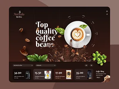 Arevalo Coffee Shop branding design logo sketch ui vector web web design web site website