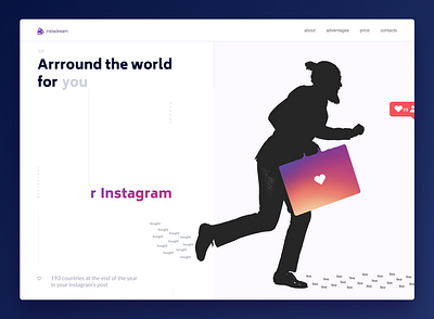 #1. Service for instagrammers around the world banner design humor instagram likes minimal stupid travel troll ui ux web website white