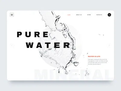 Water - Landing page clean design fonts glitch grid homepage interface landing logo minimal minimalistic page portfolio product typogaphy ui water web website white