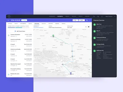Shipment Transit Status application daily ui dailyui dashboard logistics map map view shipment shipping app status track tracking app tracking status user experience ux