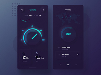 Speedtest App concept app concept dark design internet light minimalist mobile mobile app mobile design mobile ui neumorphism speed speedtest ui ux wifi