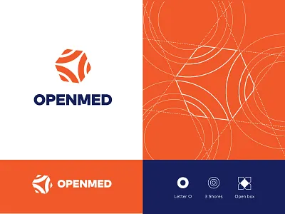 OpenMed Logo blue box branding letter o logo mediterranean openmed orange ripple ripples sea shore water wave