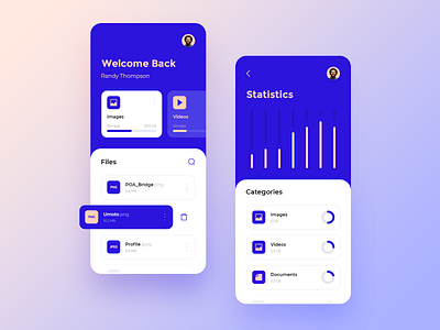 Storage App app chart clean document flat icon image ios movie profile statistics storage ui uiux ux video
