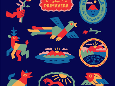 Eterna Primavera animals badge country design dog family fish flower guatemala icon illustration logo mountain print sticker stickers sun type lock up typography volcano