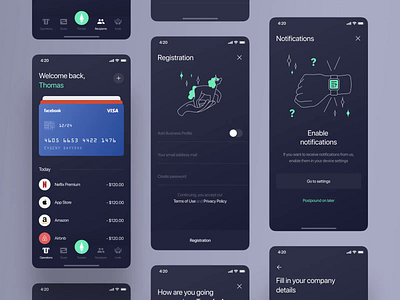 TransferApp - Mobile UI bank banking etheric finance fintech illustration onboarding thrc transfer ui