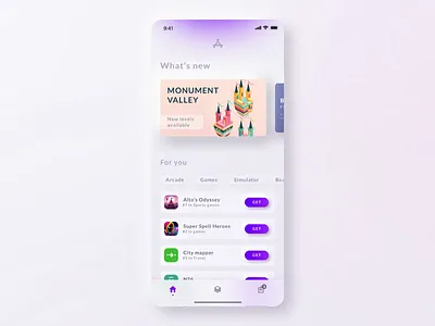 App store concept V2 app concept design game gradient minimal modern prototype shop skeumorphism soft store store app ui ux