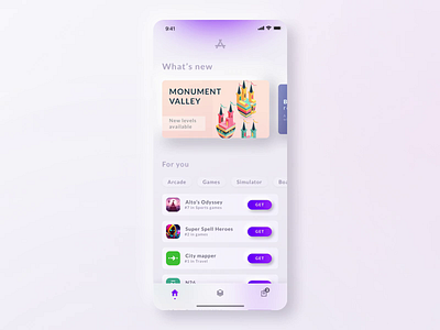 App store concept V2 app concept design game gradient minimal modern prototype shop skeumorphism soft store store app ui ux