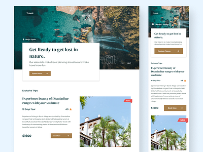 Travel - Responsive Website Design app apps clean design clean ui concept design figma find place minimalist mobile natural responsive responsive website tourist travel typogaphy web and mobile web design website concept website design
