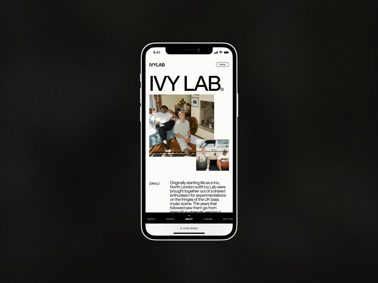 Ivy Lab - design concept design group merch music musician site ui ux web webdesign website