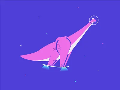 Diplodojka dinosaur hoverboard illustration space vector