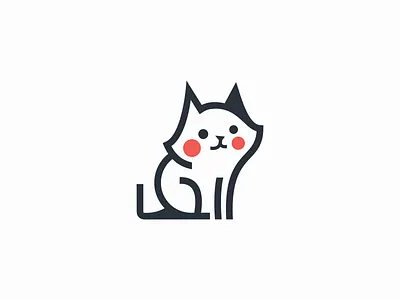 Cute Cat Logo animal branding cartoon cat cute design geometric icon identity illustration kitty lines logo mark mascot pet premium symbol vector vet