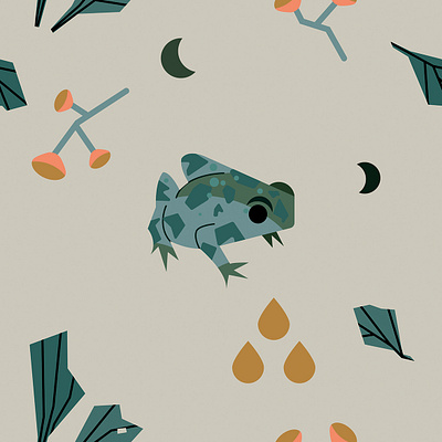 Frog pattern ai design geometrical illustration midcentury pattern vector wildlife