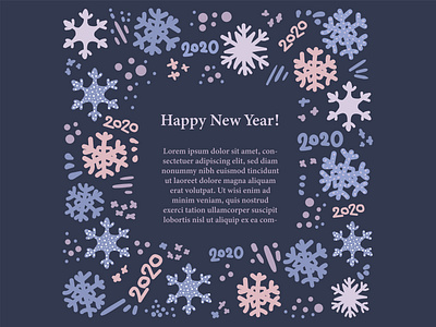 Greeting card Happy New Year 2020 banner card design doodle festival flat greeting holidays illustration