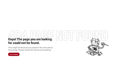 404 Page design illustration minimal typography ui web website