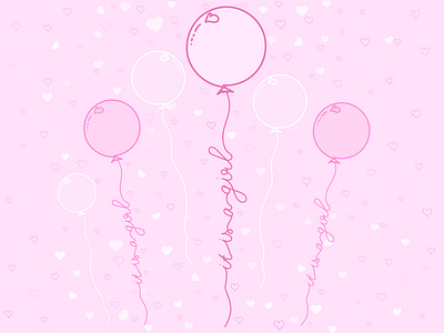 It is a girl baby baloons banner card children design girl greeting holidays illustration kids lettering newborn parents pink quotes shower