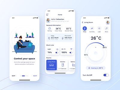 Smart Home App app application controls dashboad design graphics illustration ios mobile app popular smart smart home smarthome style ui uiux