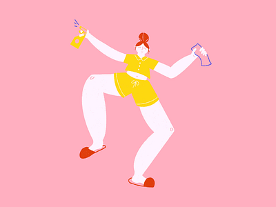 The Disinfecting Boogie Woogie character cleaning color coronavirus dance design doodle geometric girl illustration illustrator photoshop spring clean vector woman