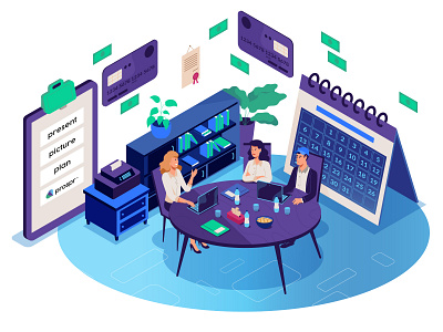 Business conversation business conversation illustration isometric meeting office people