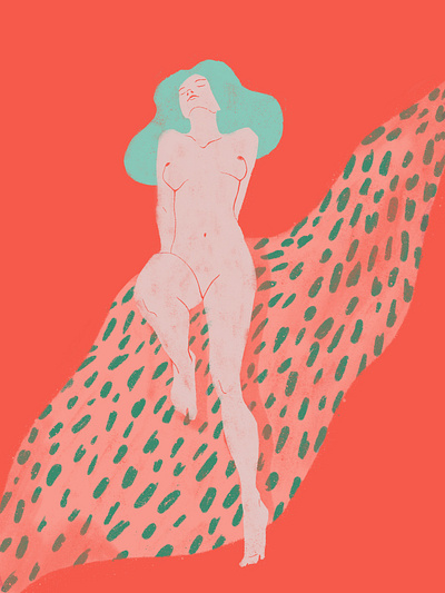 Nude 1 character illustration illustrator leopard linocut nude nudeart print procreate woman
