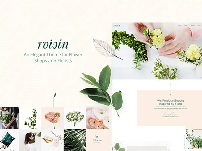 Roisin animation creative elegant event planning florist floristry flower shop flowers gardening landing page landscape architecture modern responsive theme ui ux web design website mockup weddng decoration wordpress